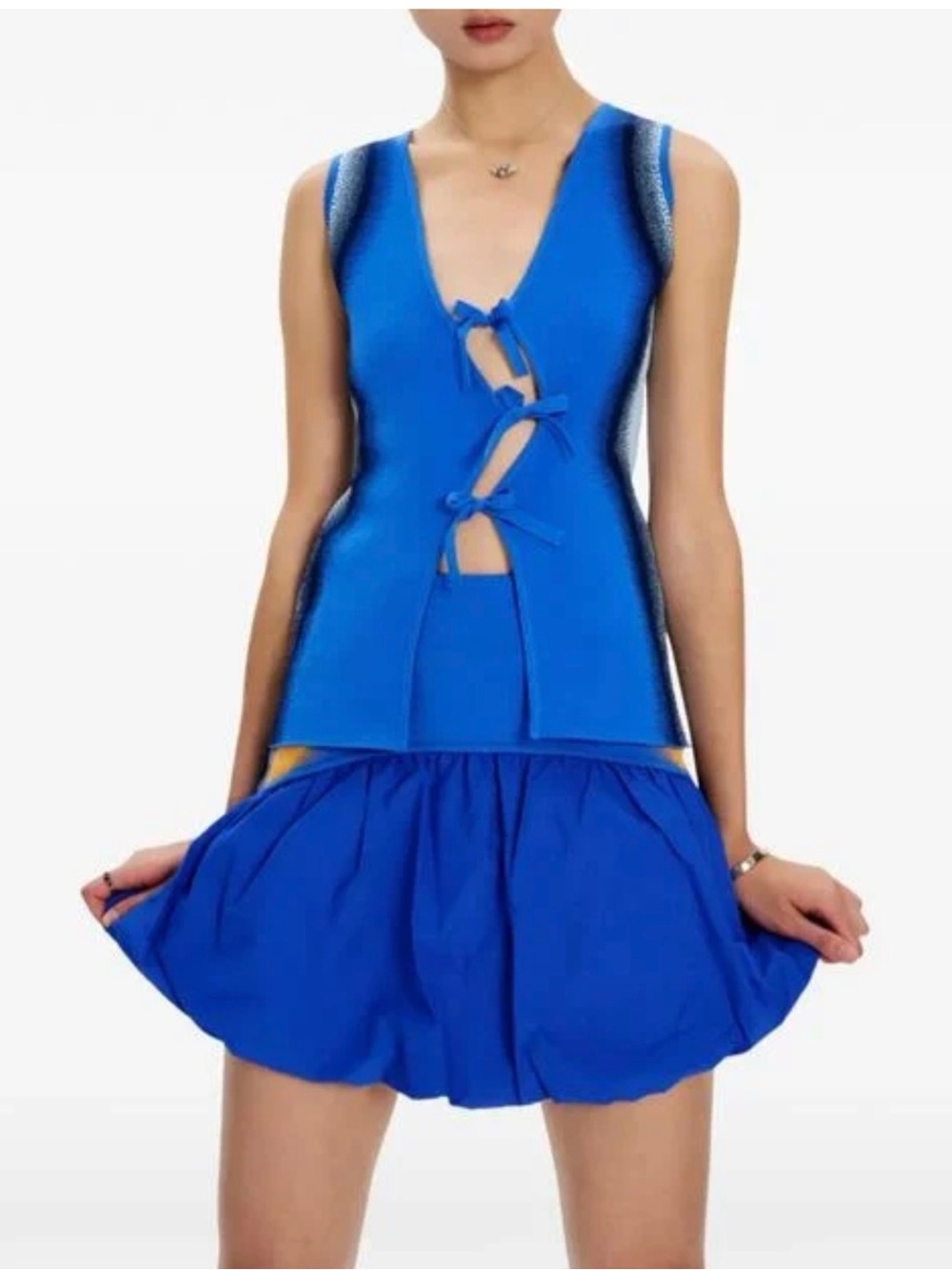 PH5 Blue Sleeveless Tie-Front Tank Top